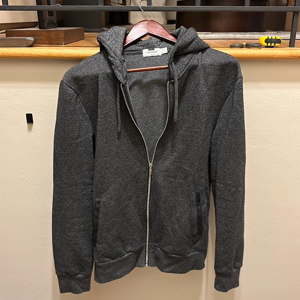 Topman Charcoal Full-Zip Hoodie M